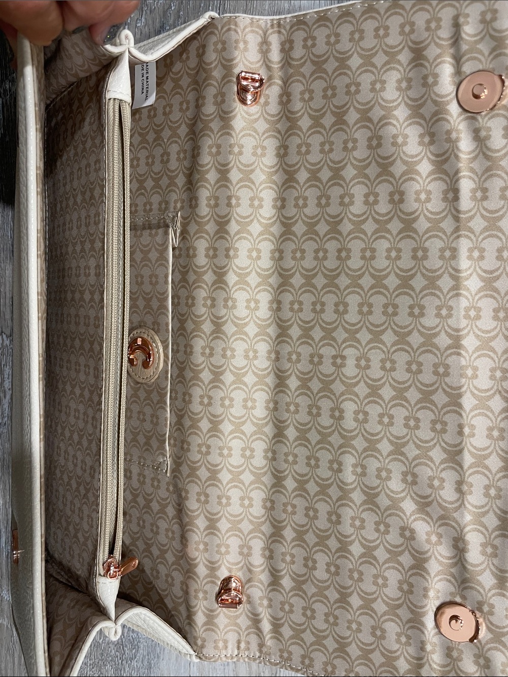 Charming Charlie Cream Clutch with Rose Gold Trim - Picture 2 of 4
